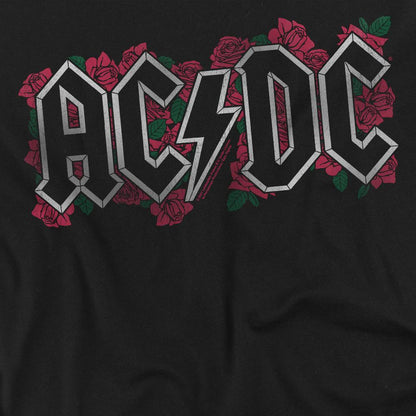 Black - Back - AC-DC Unisex Adult Roses Logo T-Shirt