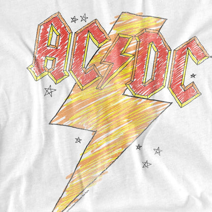 White - Back - AC-DC Unisex Adult Sketch Bolt T-Shirt