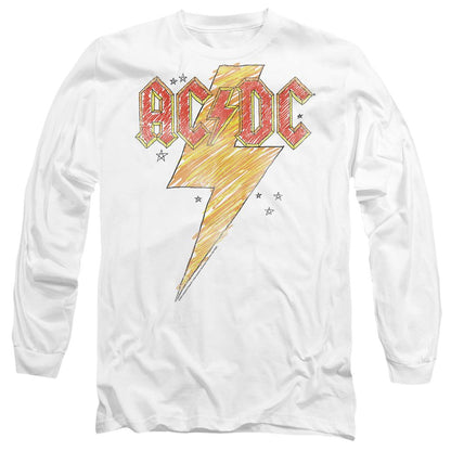 White - Side - AC-DC Unisex Adult Sketch Bolt T-Shirt