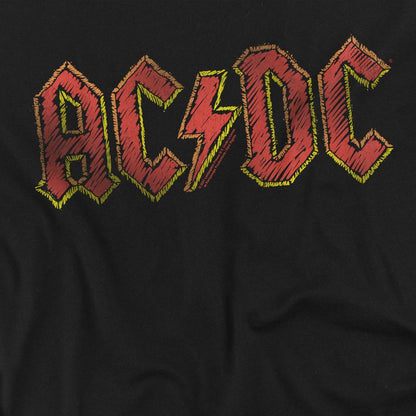 Black - Side - AC-DC Unisex Adult Hand Drawn Logo T-Shirt