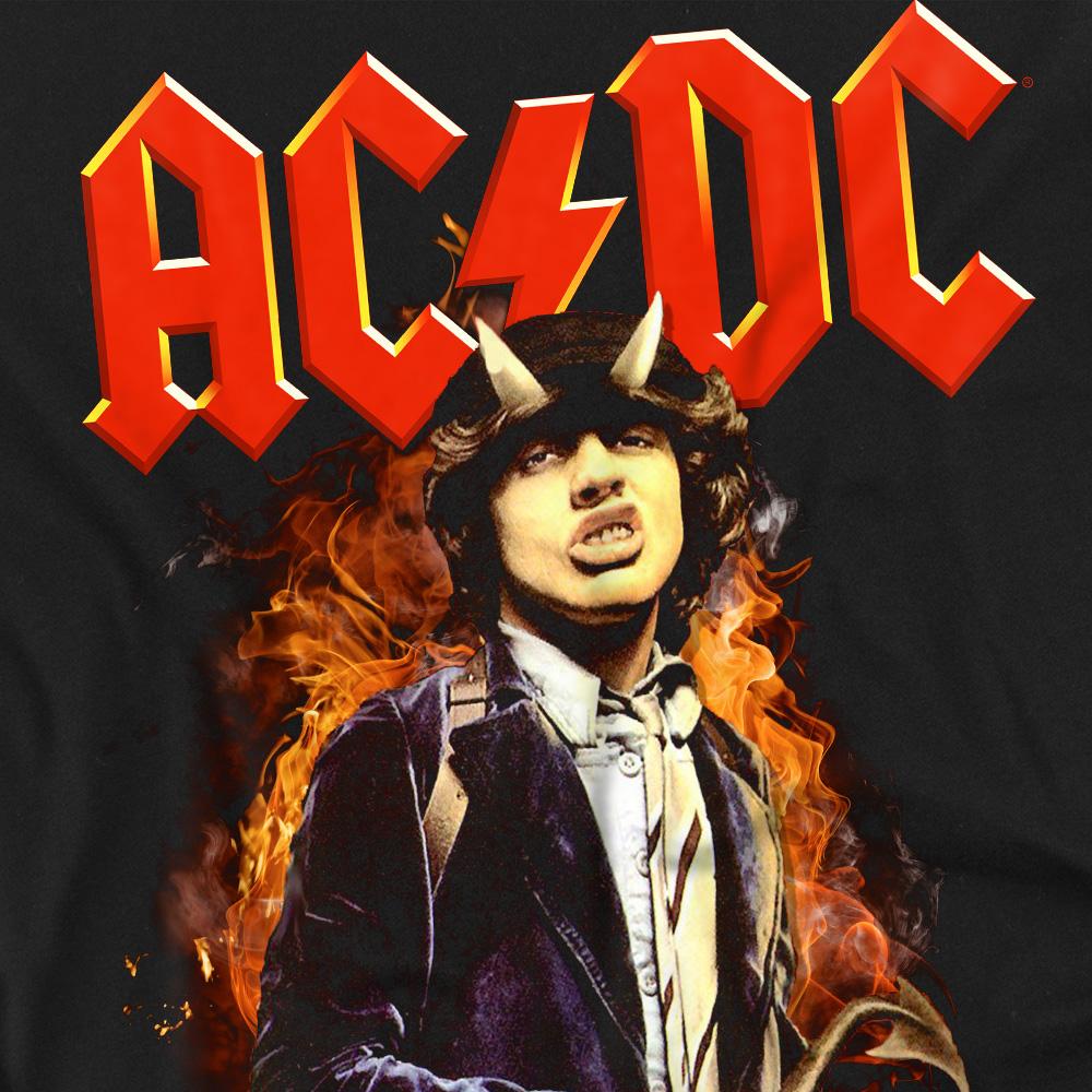 Black - Back - AC-DC Unisex Adult Fire And Horns T-Shirt