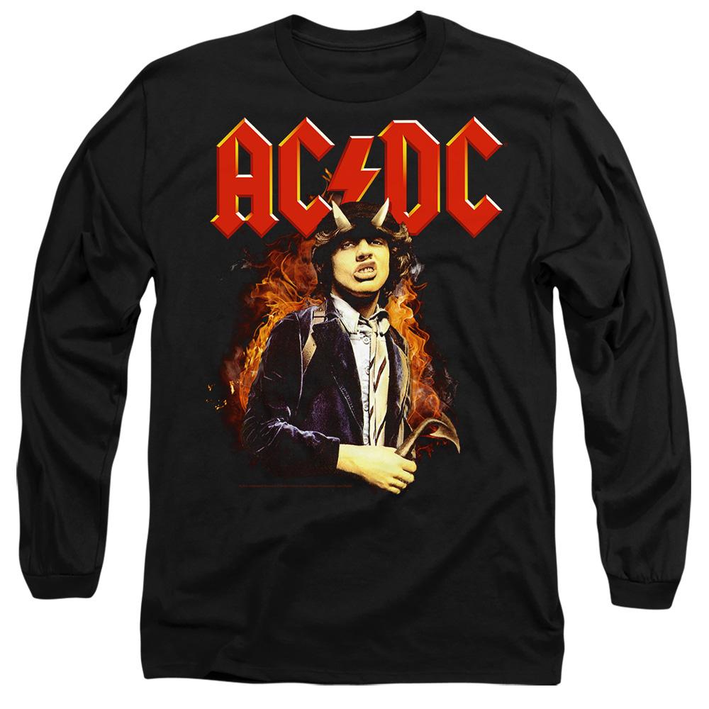 Black - Side - AC-DC Unisex Adult Fire And Horns T-Shirt