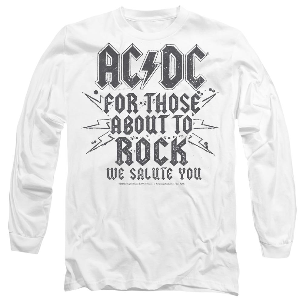 White - Front - AC-DC Unisex Adult Salute T-Shirt