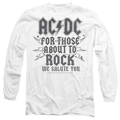 White - Front - AC-DC Unisex Adult Salute T-Shirt