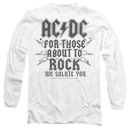 White - Front - AC-DC Unisex Adult Salute T-Shirt