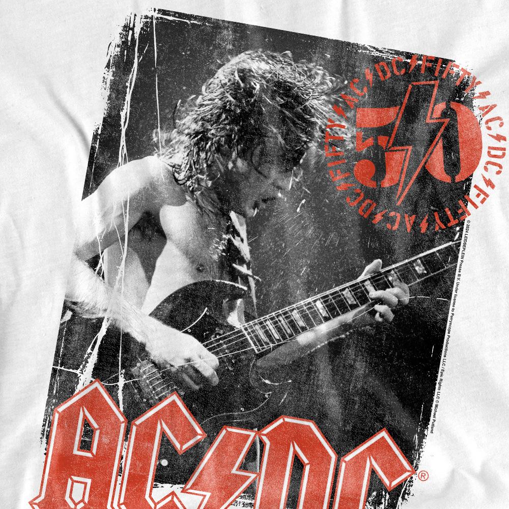 White - Back - AC-DC Unisex Adult Stamp Poster T-Shirt