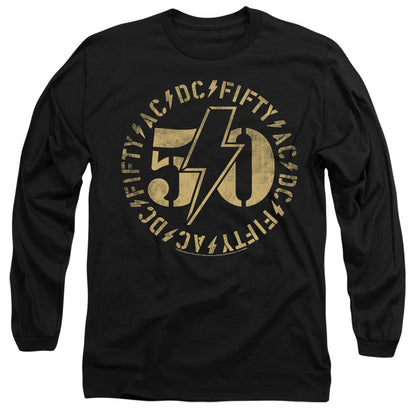 Black - Front - AC-DC Unisex Adult 50 Logo T-Shirt