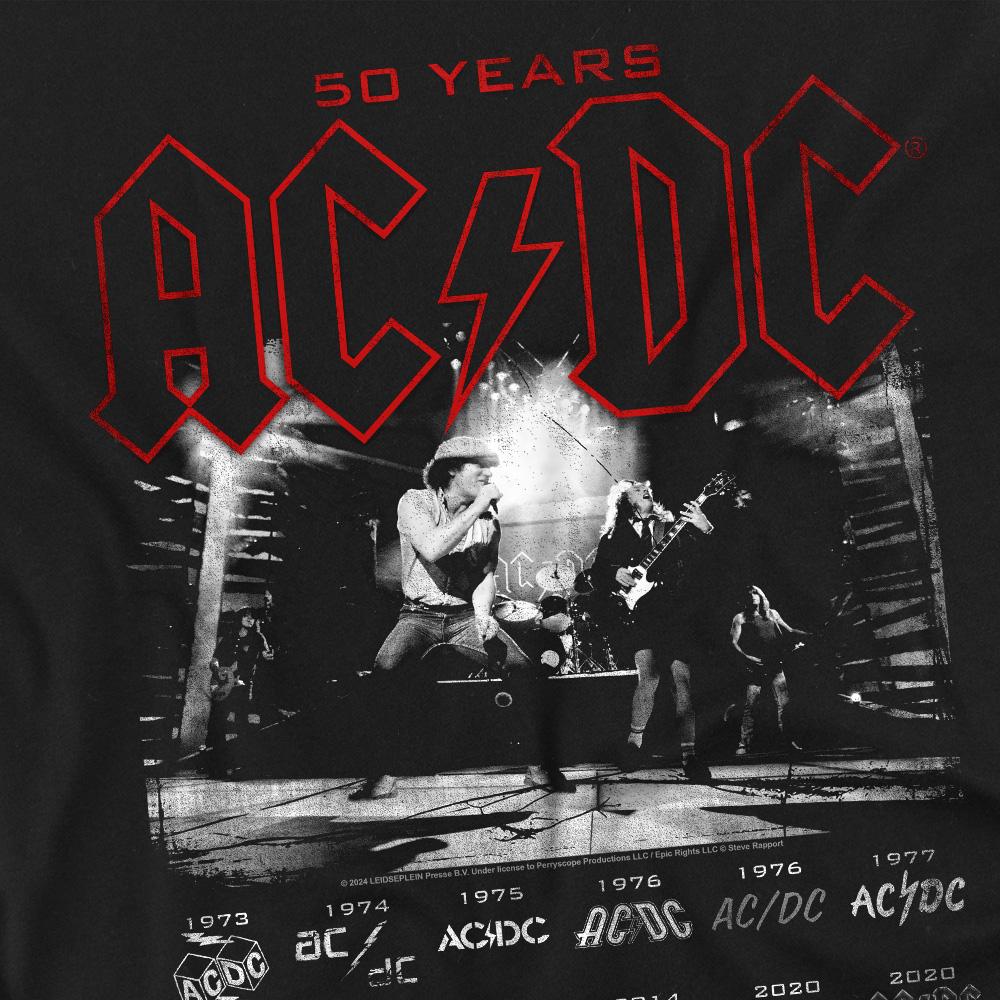 Black - Side - AC-DC Unisex Adult Logo Stack T-Shirt