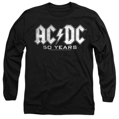 Black - Front - AC-DC Unisex Adult 50 Years Logo T-Shirt