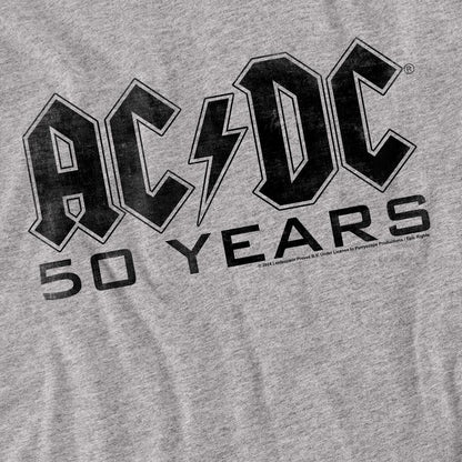 Sport Heather - Back - AC-DC Unisex Adult 50 Years Logo T-Shirt