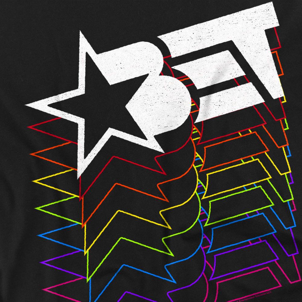 Black - Back - BET Unisex Adult Cascading Rainbow Logo T-Shirt