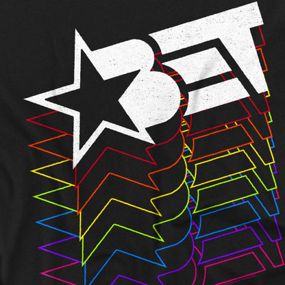 Black - Back - BET Unisex Adult Cascading Rainbow Logo T-Shirt
