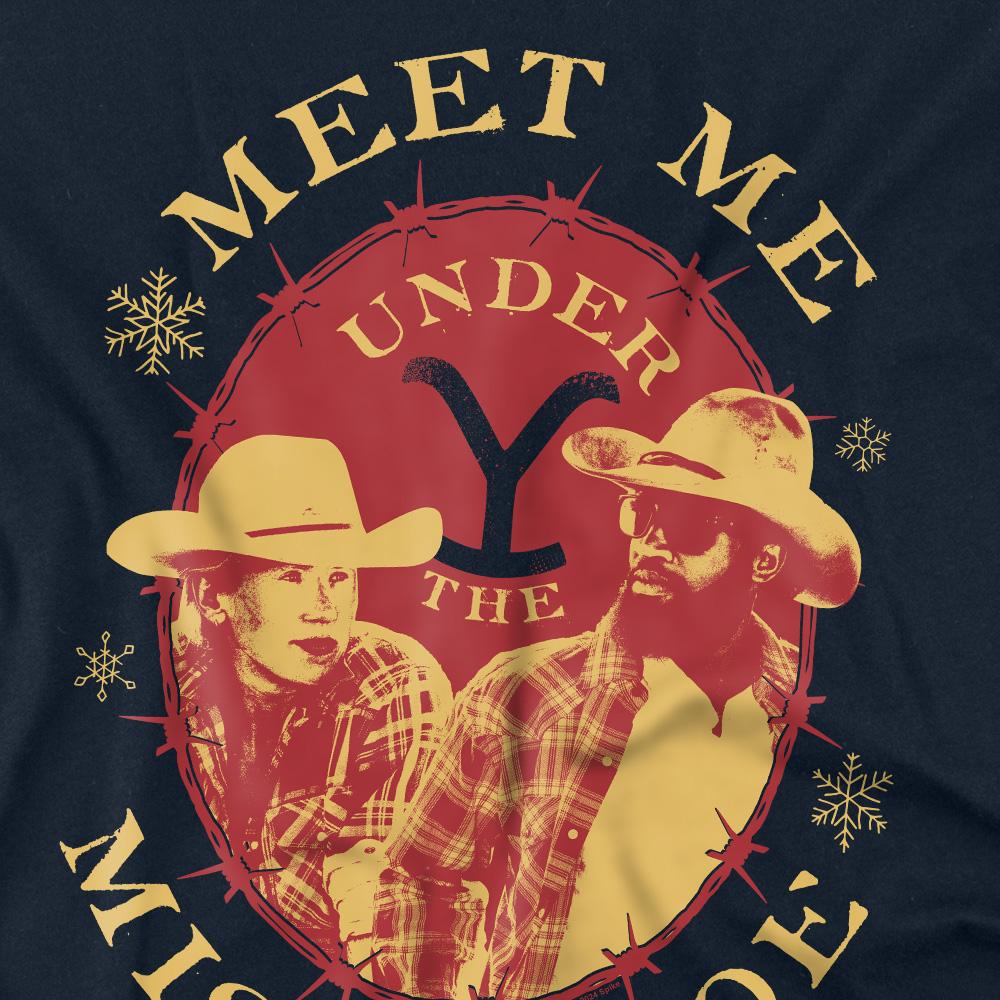 Navy - Back - Yellowstone Unisex Adult Meet Me Under The Mistletoe Christmas T-Shirt