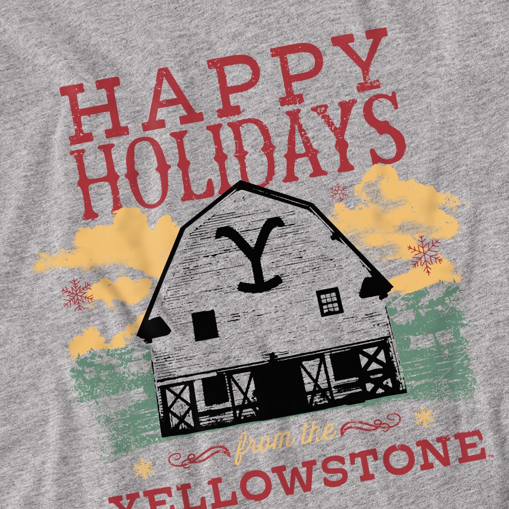 Sport Heather - Back - Yellowstone Unisex Adult Happy Holidays Christmas T-Shirt