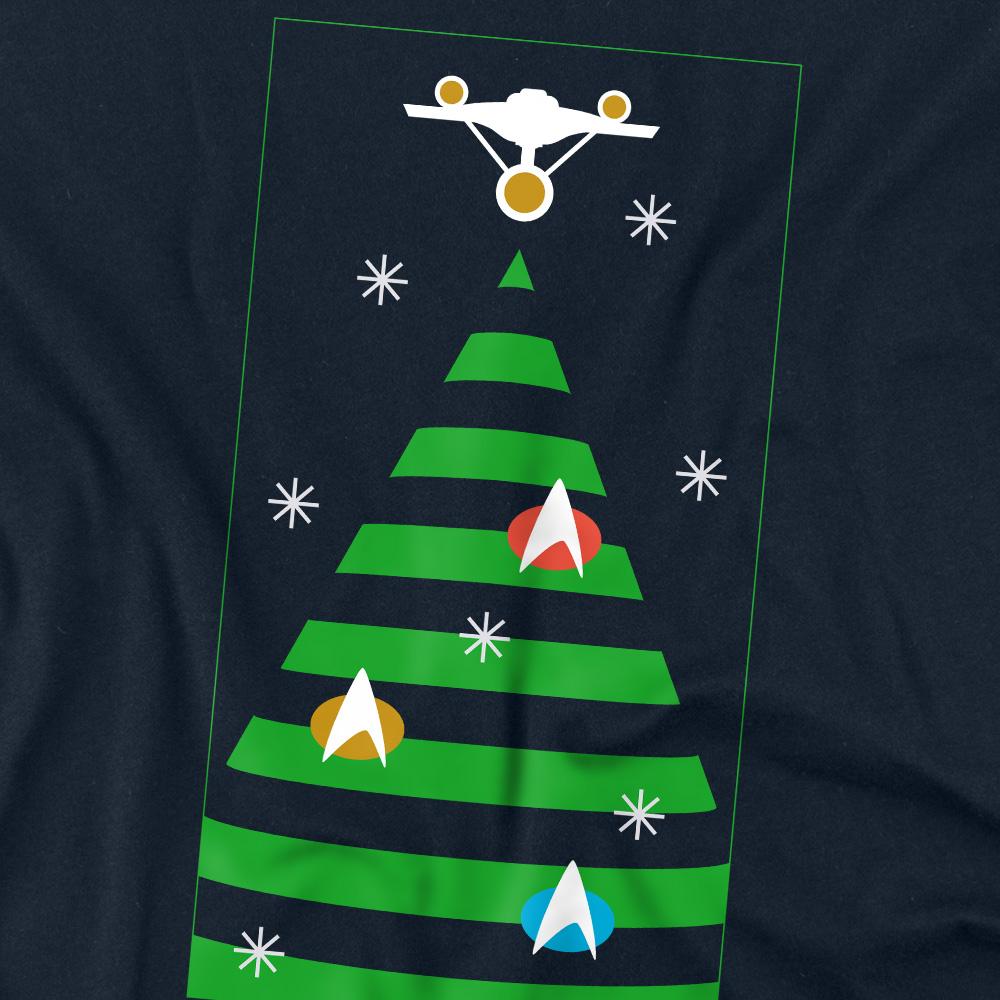 Navy - Side - Star Trek: The Original Series Unisex Adult Christmas Tree T-Shirt