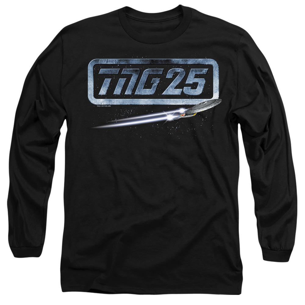 Black - Side - Star Trek Unisex Adult The Next Generation 25 Enterprise T-Shirt