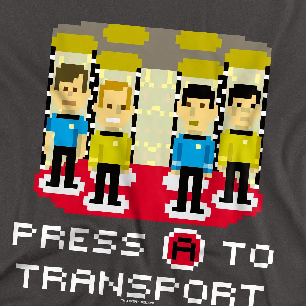Charcoal - Back - Star Trek Unisex Adult Press A to Transport T-Shirt