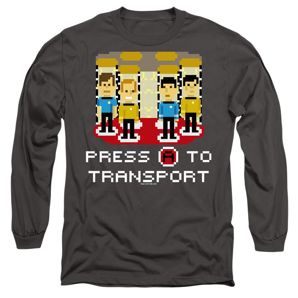 Charcoal - Side - Star Trek Unisex Adult Press A to Transport T-Shirt