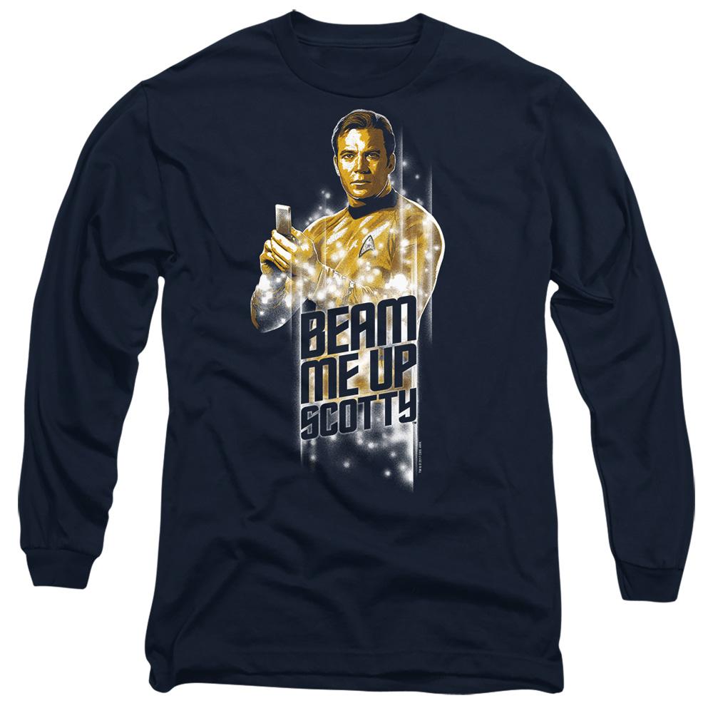 Navy - Side - Star Trek Unisex Adult Beam Me Up T-Shirt