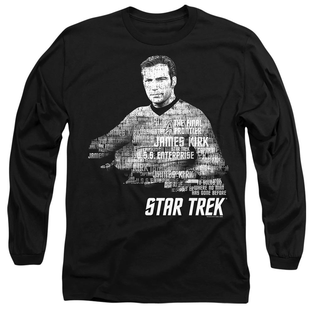 Black - Side - Star Trek Unisex Adult Words Captain Kirk T-Shirt