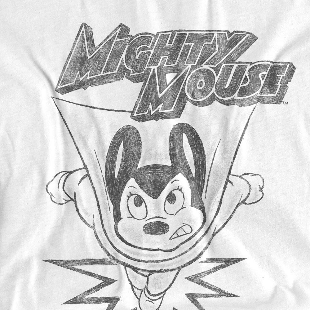 White - Back - Mighty Mouse Unisex Adult Bursting Out T-Shirt