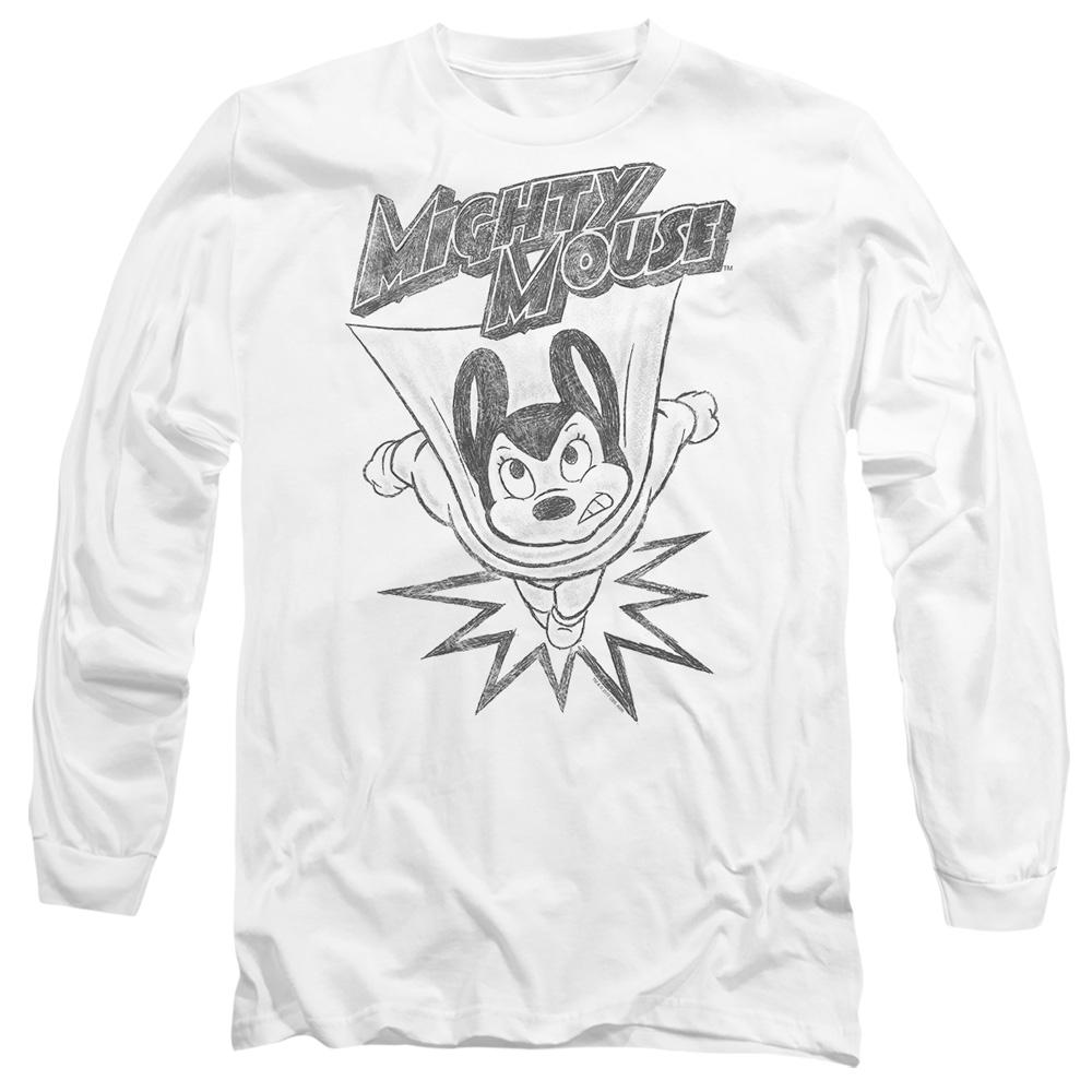 White - Side - Mighty Mouse Unisex Adult Bursting Out T-Shirt