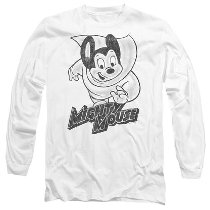 White - Side - Mighty Mouse Unisex Adult Mighty Sketch T-Shirt