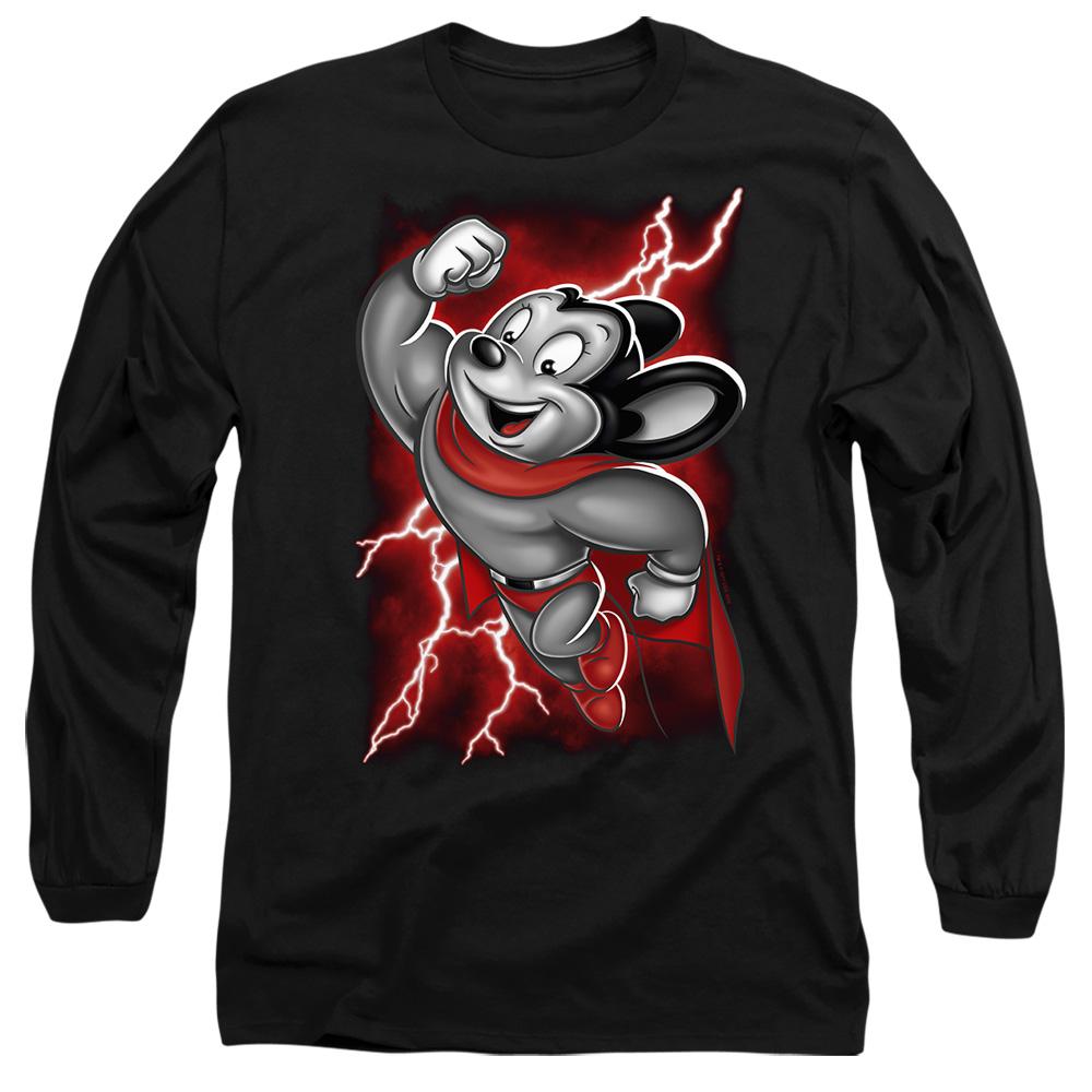 Black - Side - Mighty Mouse Unisex Adult Mighty Storm T-Shirt