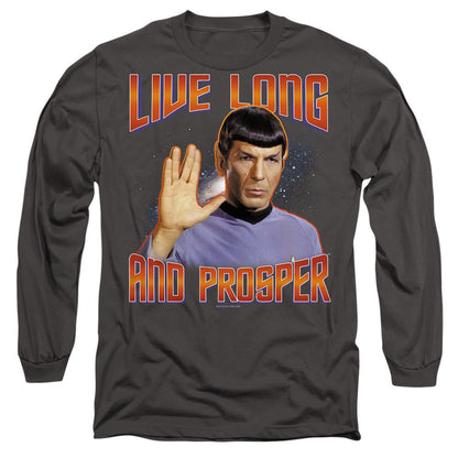 Charcoal - Side - Star Trek: The Original Series Unisex Adult Live Long and Prosper Spock T-Shirt