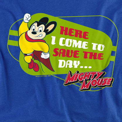 Royal Blue - Back - Mighty Mouse Unisex Adult Here I Come T-Shirt