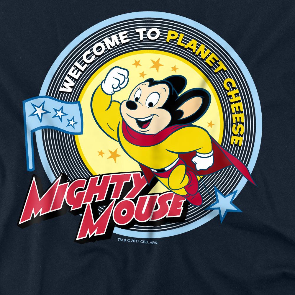 Navy - Back - Mighty Mouse Unisex Adult Planet Cheese T-Shirt