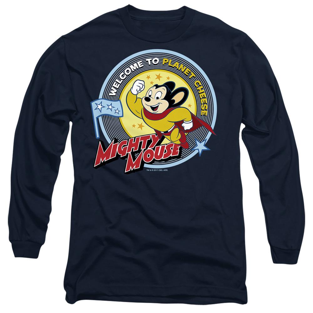 Navy - Side - Mighty Mouse Unisex Adult Planet Cheese T-Shirt
