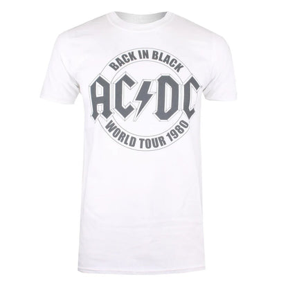 White - Front - AC-DC Mens Back In Black Emblem T-Shirt