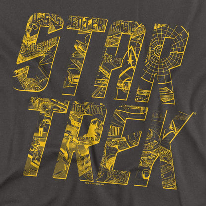 Charcoal - Back - Star Trek Unisex Adult Schematic Logo T-Shirt