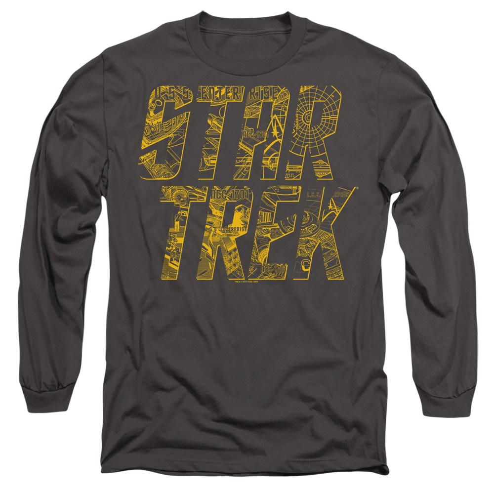 Charcoal - Side - Star Trek Unisex Adult Schematic Logo T-Shirt