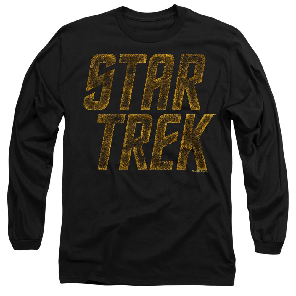 Black - Side - Star Trek Unisex Adult Distressed Logo T-Shirt