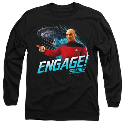 Black - Front - Star Trek Unisex Adult Engage T-Shirt