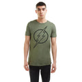 Military Green - Back - The Flash Mens Logo T-Shirt