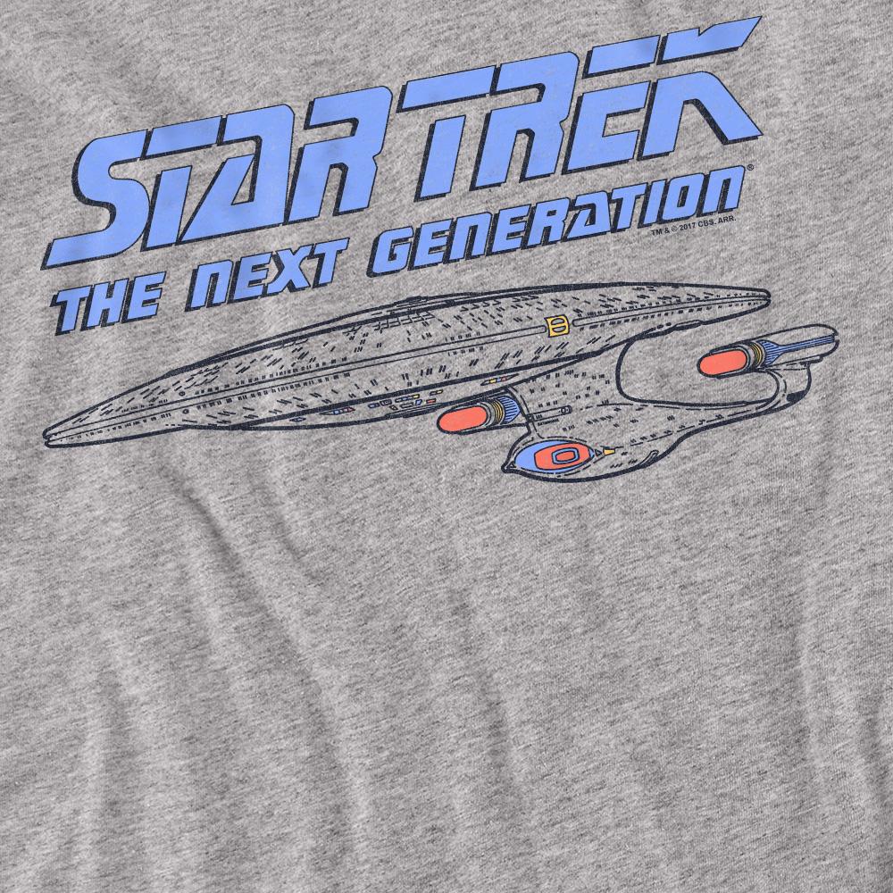 Sport Heather - Back - Star Trek Unisex Adult The Next Generation Distressed T-Shirt