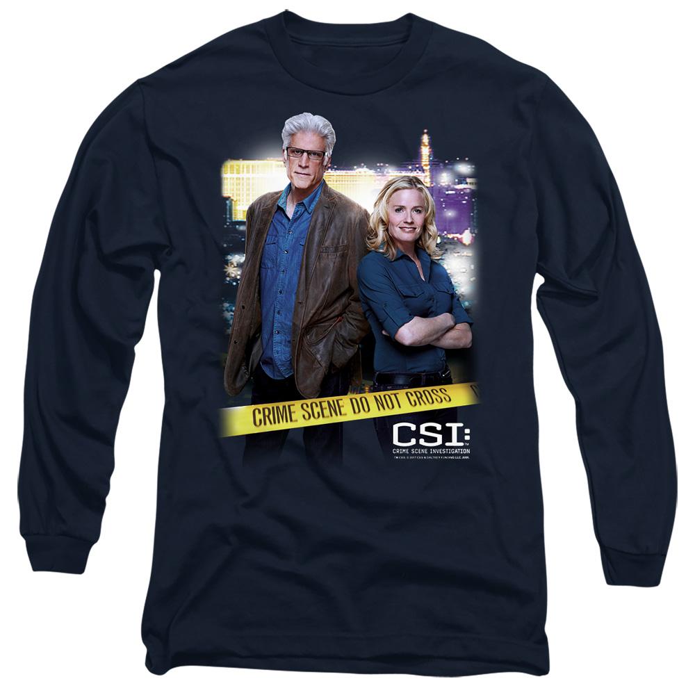Navy - Side - CSI Unisex Adult Do Not Cross T-Shirt