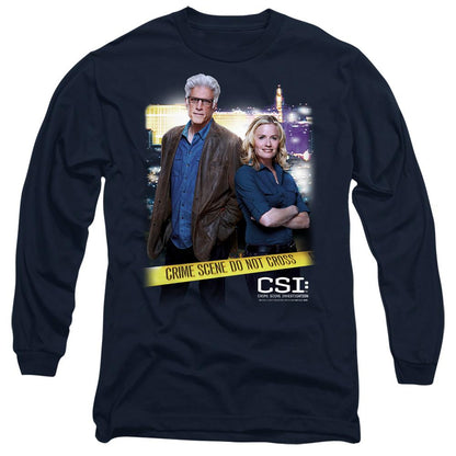 Navy - Side - CSI Unisex Adult Do Not Cross T-Shirt