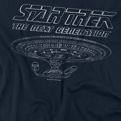 Navy - Back - Star Trek Unisex Adult The Next Generation Enterprise T-Shirt