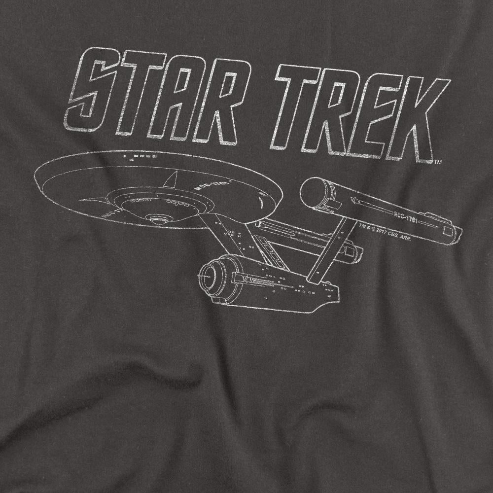 Charcoal - Back - Star Trek Unisex Adult The Original Series Enterprise T-Shirt