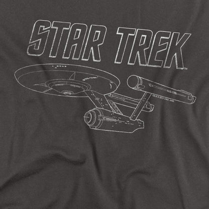 Charcoal - Back - Star Trek Unisex Adult The Original Series Enterprise T-Shirt