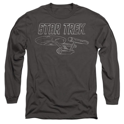 Charcoal - Side - Star Trek Unisex Adult The Original Series Enterprise T-Shirt