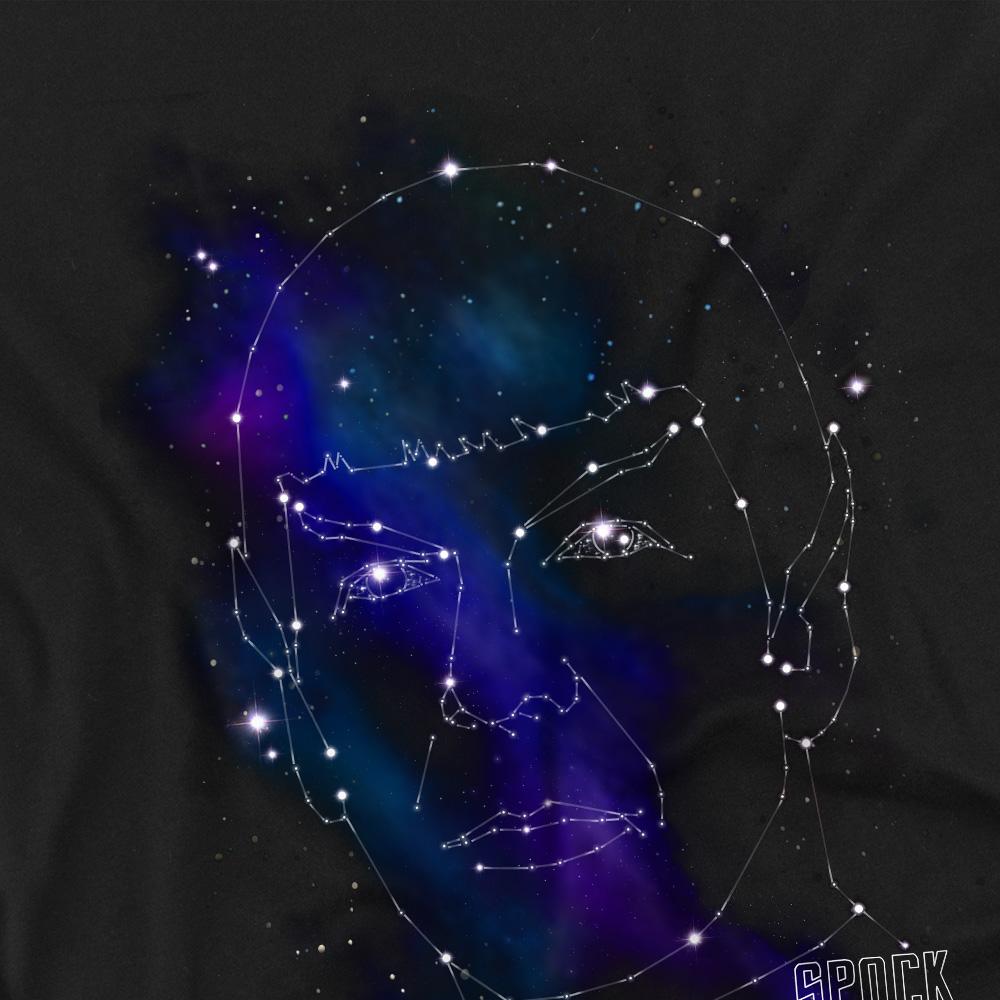 Black - Back - Star Trek Unisex Adult Spock Constellations T-Shirt