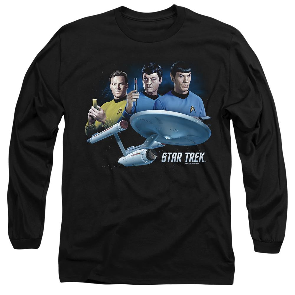 Black - Side - Star Trek Unisex Adult Main Three T-Shirt