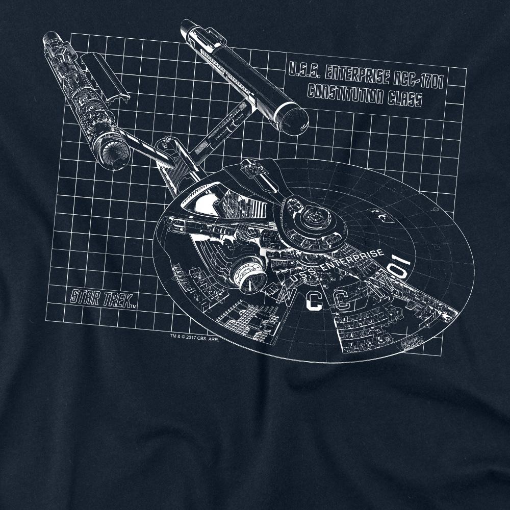Navy - Back - Star Trek Unisex Adult Enterprise Print T-Shirt