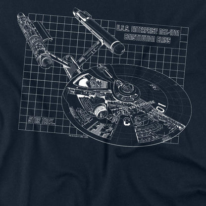 Navy - Back - Star Trek Unisex Adult Enterprise Print T-Shirt