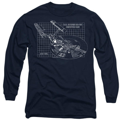 Navy - Side - Star Trek Unisex Adult Enterprise Print T-Shirt